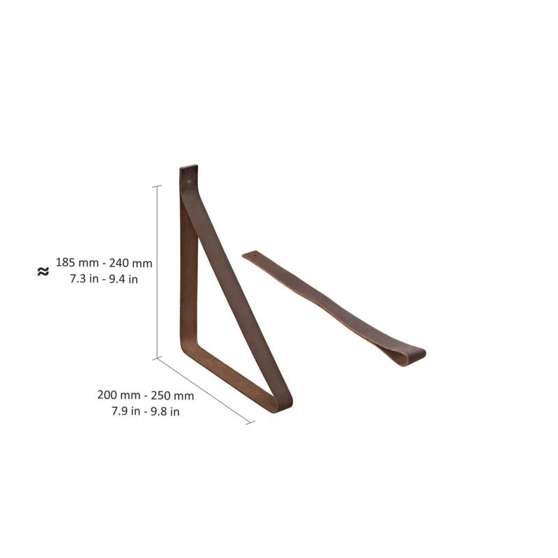 Dolle Loop 9.4 in. H X 1.2 in. W X 9.8 in. D Brown Leather Shelf Bracket