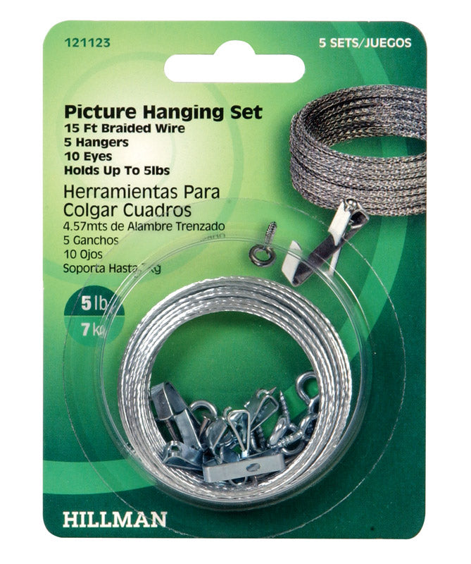 Hillman AnchorWire Steel-Plated Conventional Picture Hanging Set 5 lb 5 pk