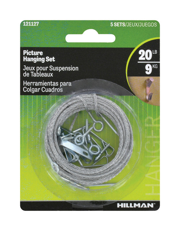 Hillman AnchorWire Steel-Plated Conventional Picture Hanging Set 20 lb 5 pk