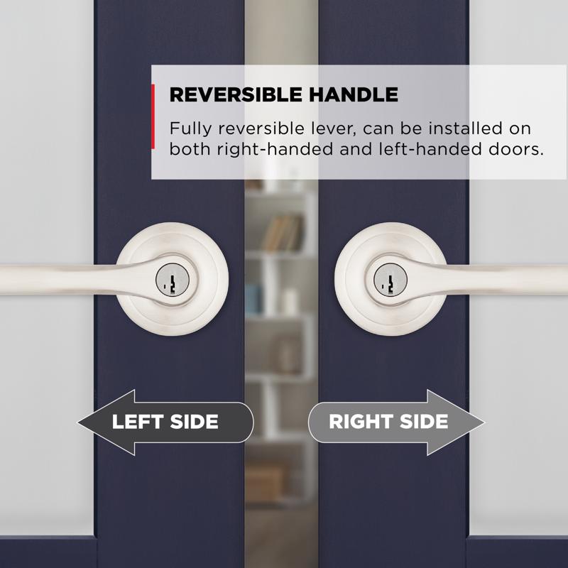 Kwikset Smartkey Security Matte Black Keyed Entry Lever KW1 1-3/4 in.