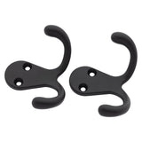 National Hardware Medium Matte Black Metal 2.88 in. L Double Hook 35 lb 2 pk