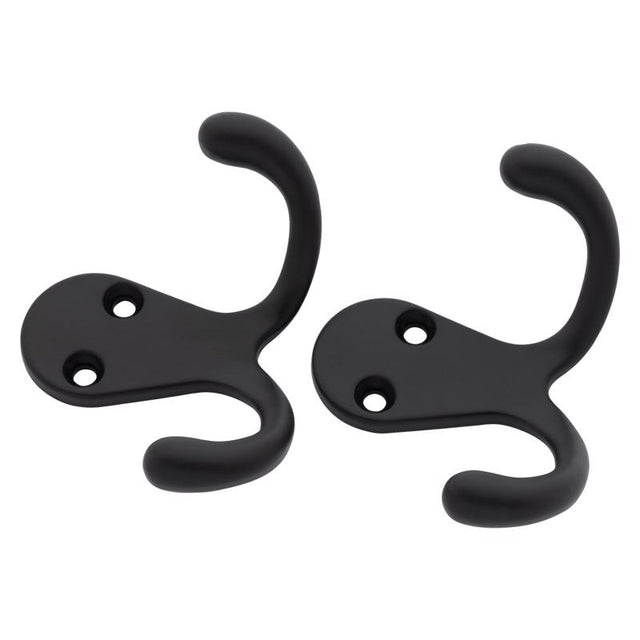 DBL HOK MEDM MTL BLK 2PK