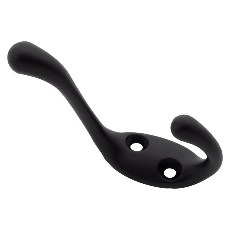National Hardware Medium Matte Black Metal 4.59 in. L Heavy Duty Coat/Hat Hook 75 lb 1 pk