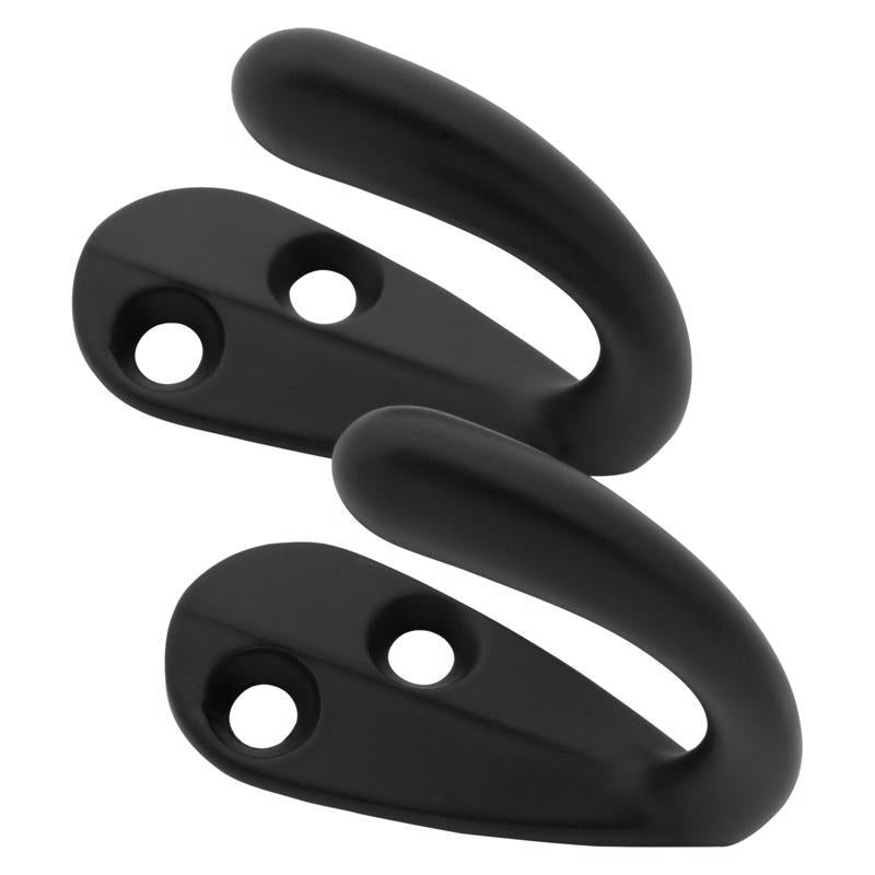 National Hardware Medium Matte Black Metal 3.94 in. L Rope/Tarp Hook 35 lb 2 pk