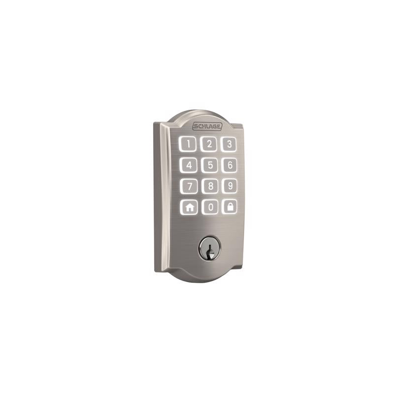 Schlage Arrive Satin Nickel Steel Wi-Fi Deadbolt with Camelot Trim