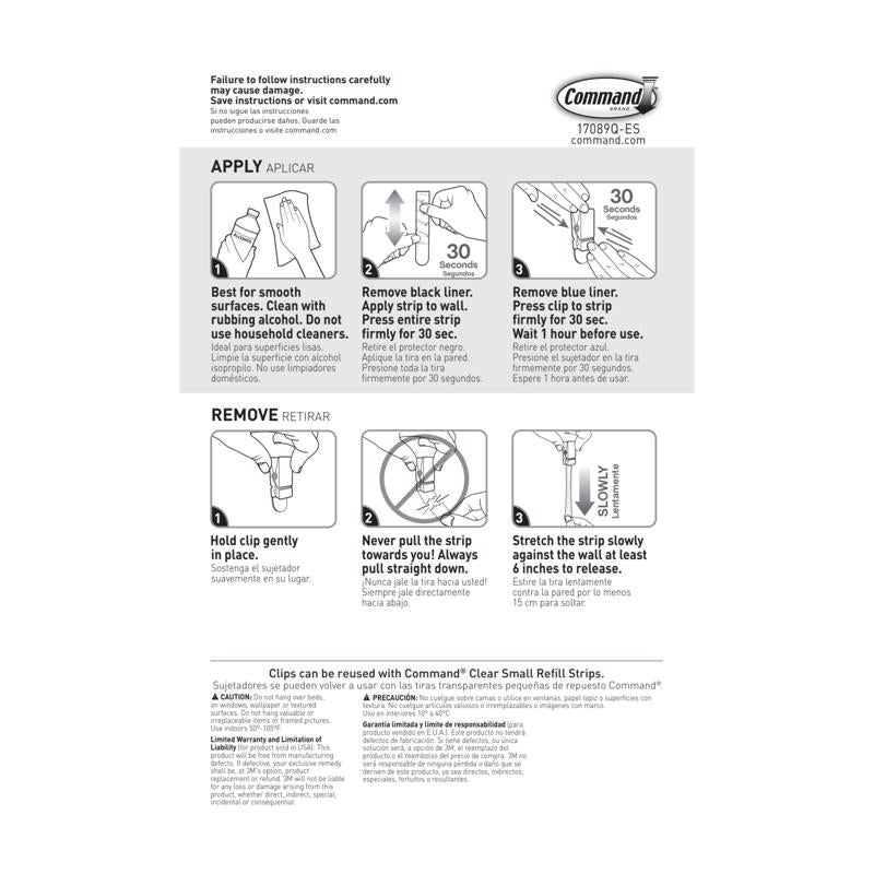 3M Command Medium Plastic Spring Clip 1.5 in. L 8 pk