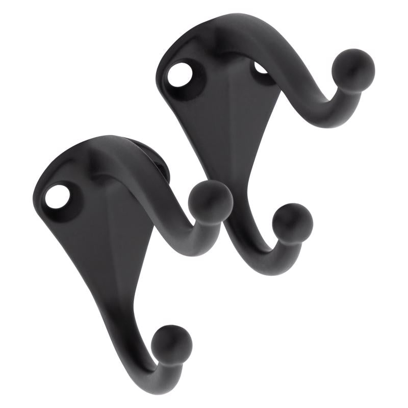 National Hardware Medium Matte Black Steel 6.69 in. L Coat/Hat Hook 35 lb 1 pk