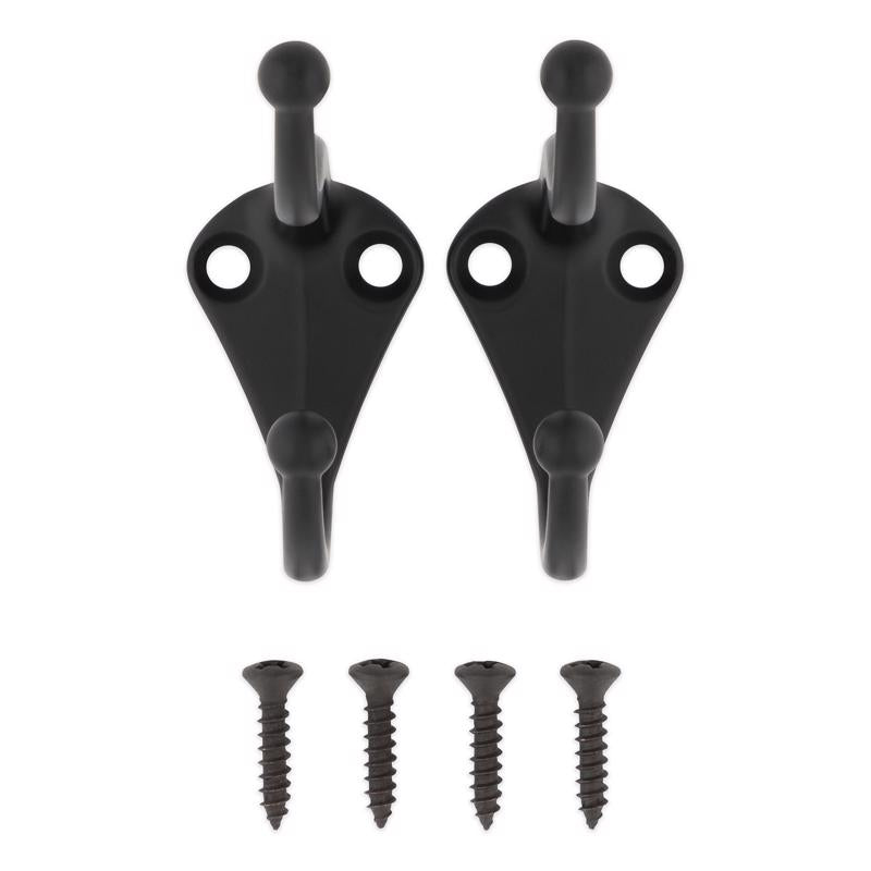 National Hardware Medium Matte Black Steel 6.69 in. L Coat/Hat Hook 35 lb 1 pk