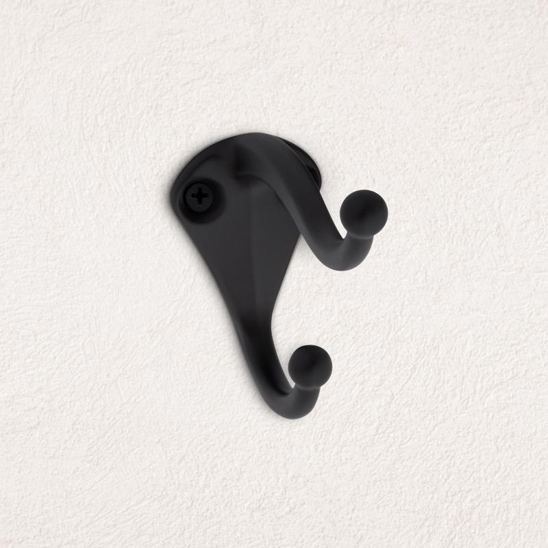 National Hardware Medium Matte Black Steel 6.69 in. L Coat/Hat Hook 35 lb 1 pk