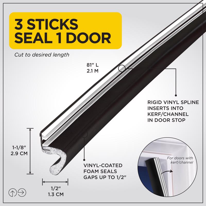 M-D BUILDING PRODUCTS Black Foam/Vinyl Weatherstrip For Doors 81 in. L X 0.5 in.
