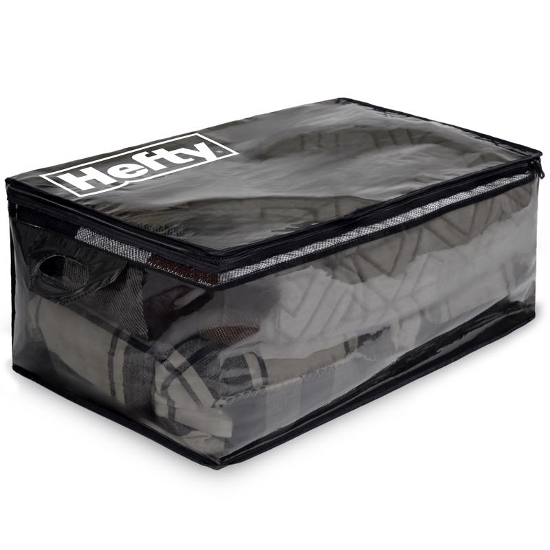 Hefty Black/Clear Flexible Tote w/Handle 26 in. H X 12 in. W X 16 in. D Stackable