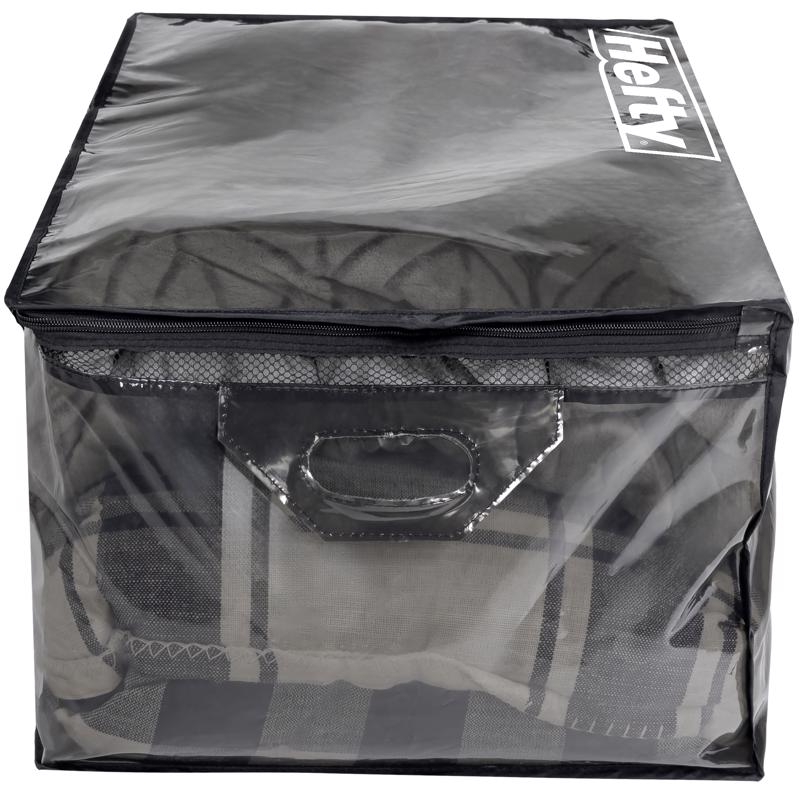 Hefty Black/Clear Flexible Tote w/Handle 26 in. H X 12 in. W X 16 in. D Stackable