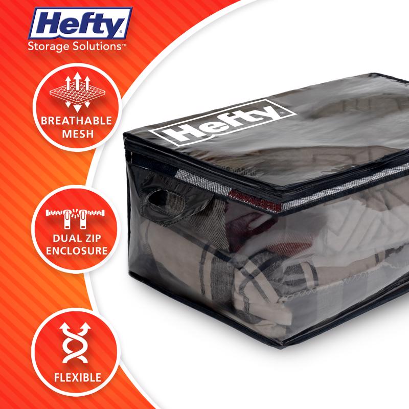 Hefty Black/Clear Flexible Tote w/Handle 26 in. H X 12 in. W X 16 in. D Stackable