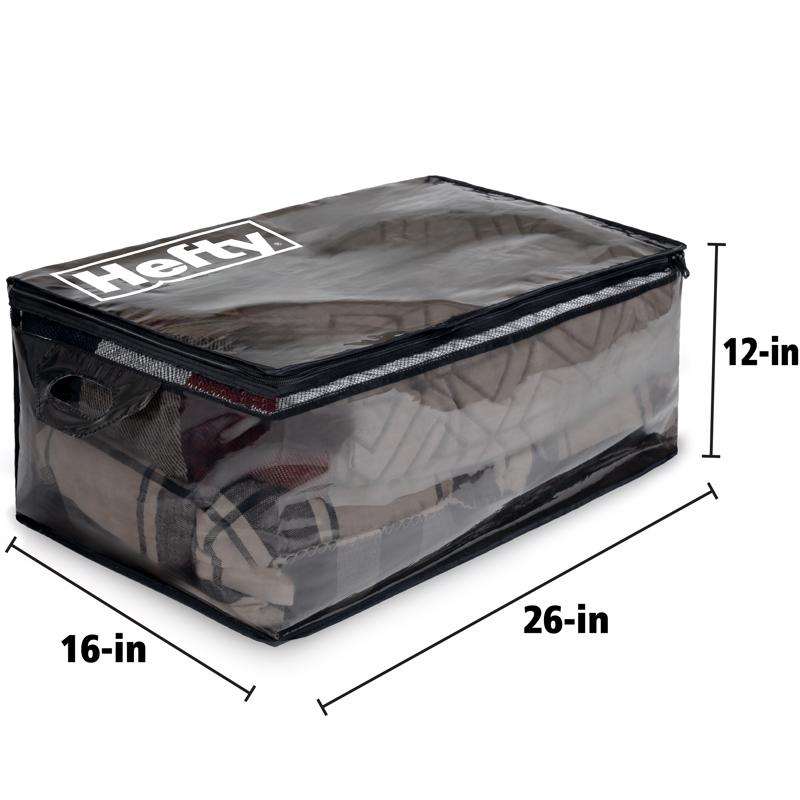 Hefty Black/Clear Flexible Tote w/Handle 26 in. H X 12 in. W X 16 in. D Stackable
