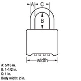 Master Lock 3.32 in. H X 2 in. W X 1.5 in. L Die-Cast Zinc 4-Digit Combination Combination Padlock
