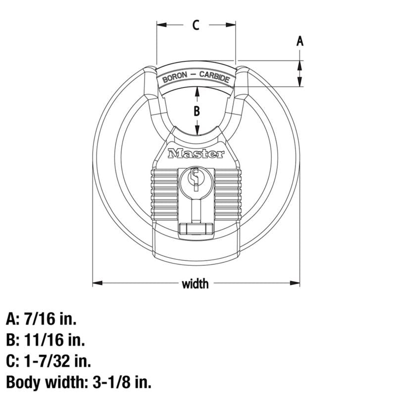 Master Lock 3-1/8 in. W Stainless Steel 4-Pin Cylinder Disk Padlock