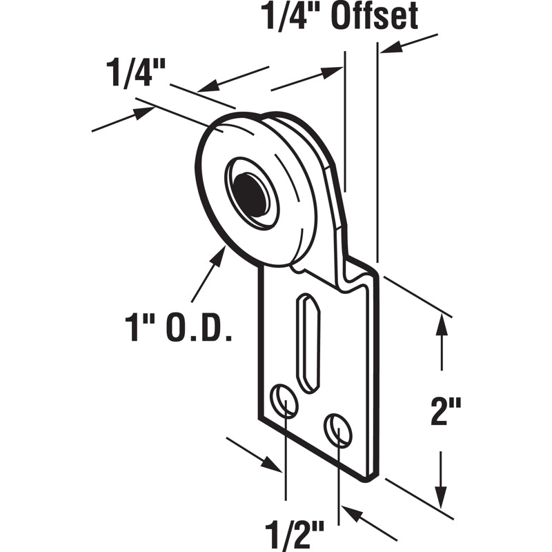 Prime-Line 1 in. D X 1/4 in. L Mill Nylon/Steel Wardrobe Door Roller Assembly 2 pk