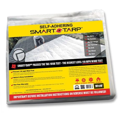 Smart-Tarp Self-Adhering 120 in. W X 120 in. L Poly Tarp White
