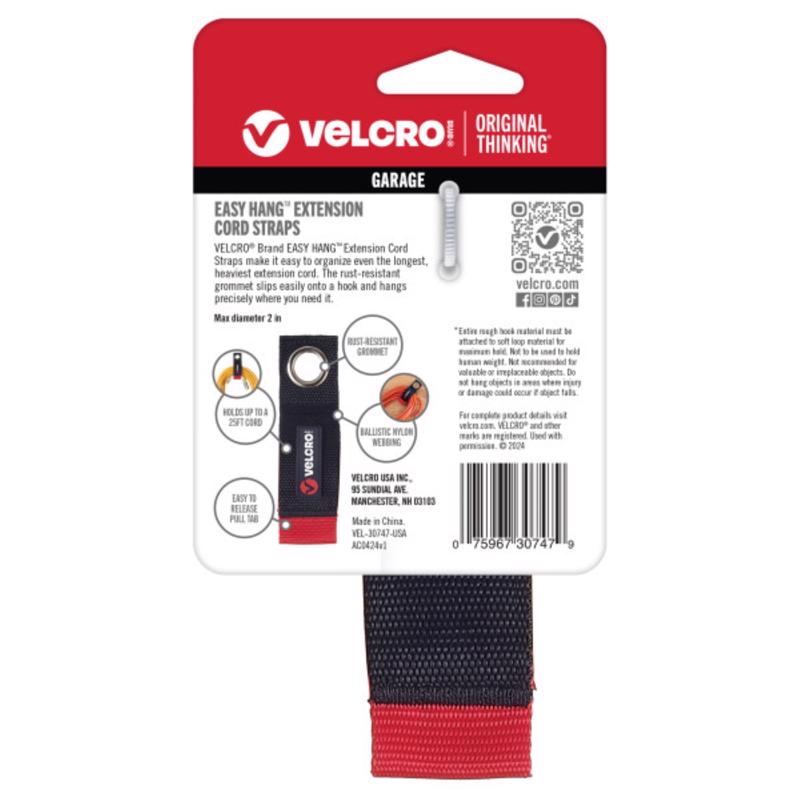 VELCO Brand Easy Hang Nylon/Steel/Hook and Loop Enclosure Extension Cord Storage Strap 60 lb. cap. 2