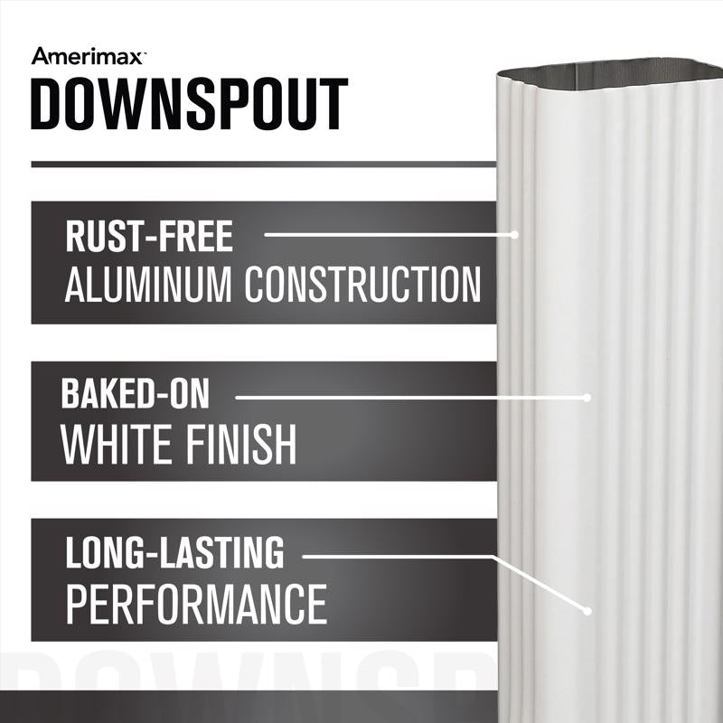 Amerimax 2 in. H X 3 in. W X 48 in. L White Aluminum Rectangular Downspout