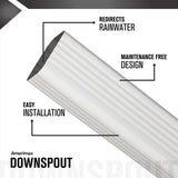 Amerimax 2 in. H X 3 in. W X 48 in. L White Aluminum Rectangular Downspout