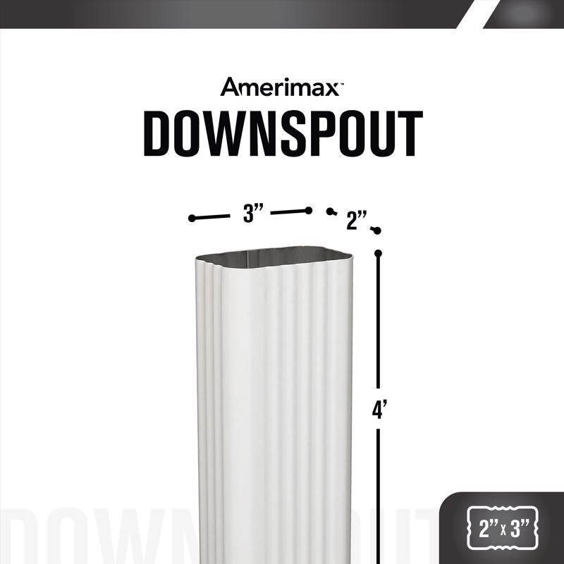 Amerimax 2 in. H X 3 in. W X 48 in. L White Aluminum Rectangular Downspout