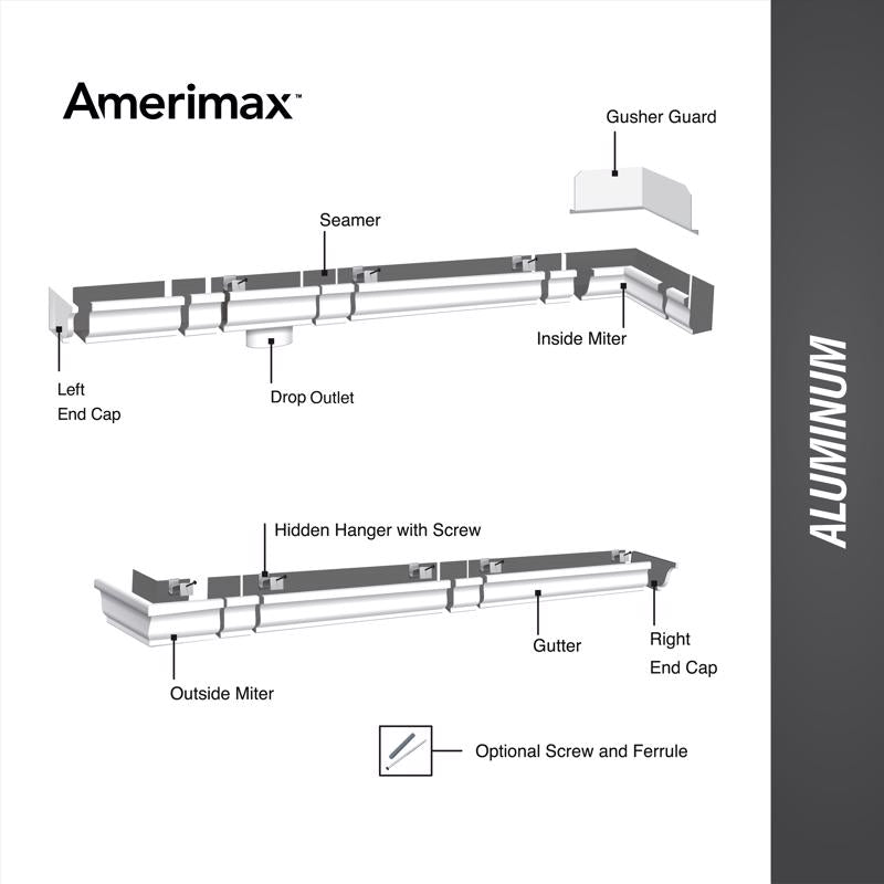 Amerimax 2 in. H X 3 in. W X 48 in. L White Aluminum Rectangular Downspout