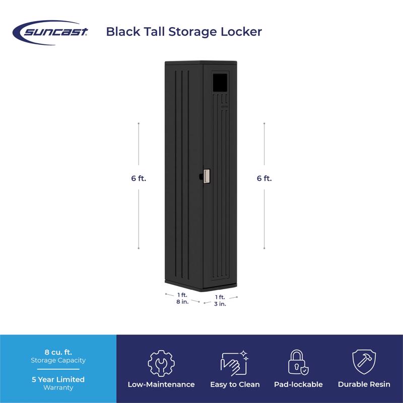Suncast Cabinet 72 in. H X 15 in. W X 20 in. D Black Resin Storage Locker