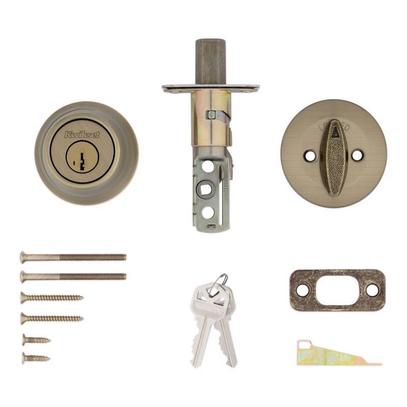 Kwikset Antique Brass Metal Deadbolt
