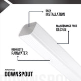 Amerimax 2.25 in. H X 3.25 in. W X 48 in. L White Vinyl Rectangular Downspout