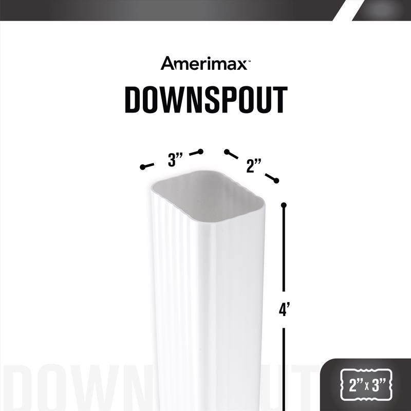 Amerimax 2.25 in. H X 3.25 in. W X 48 in. L White Vinyl Rectangular Downspout