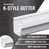 Amerimax 3.38 in. H X 4.4 in. W X 48 in. L White Vinyl K Gutter