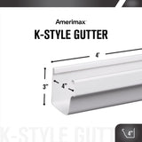 Amerimax 3.38 in. H X 4.4 in. W X 48 in. L White Vinyl K Gutter