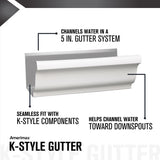 Amerimax 3.5 in. H X 5 in. W X 48 in. L White Aluminum K Box Gutter