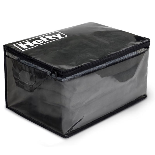 Hefty Large Black/Clear Flexible Tote w/Handle Stackable