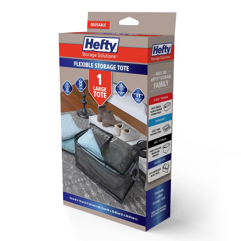 Hefty Large Black/Clear Flexible Tote w/Handle Stackable