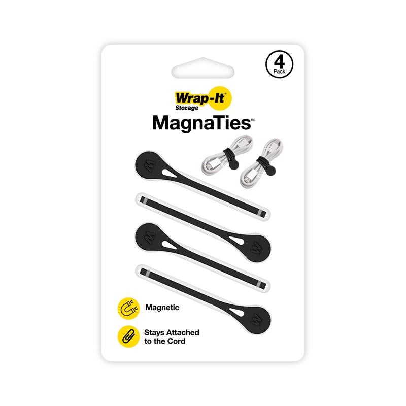 Wrap-It MagnaTies 0.33 in. L Black Silicone Cord Organizer