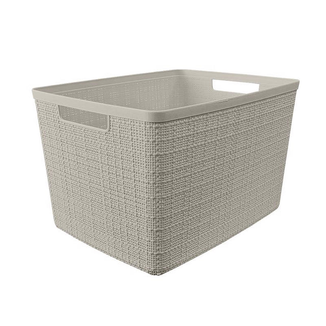 Curver Large 18 L Beige Woven Basket 9.1 in. H X 14.2 in. W X 11 in. D Stackable