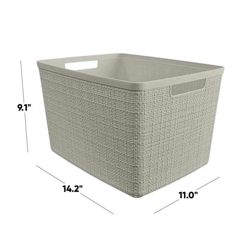 Curver Large 18 L Beige Woven Basket 9.1 in. H X 14.2 in. W X 11 in. D Stackable