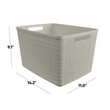 Curver Large 18 L Beige Woven Basket 9.1 in. H X 14.2 in. W X 11 in. D Stackable