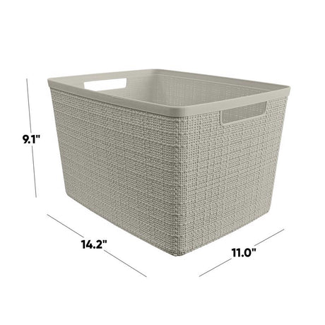 Curver Large 18 L Beige Woven Basket 9.1 in. H X 14.2 in. W X 11 in. D Stackable