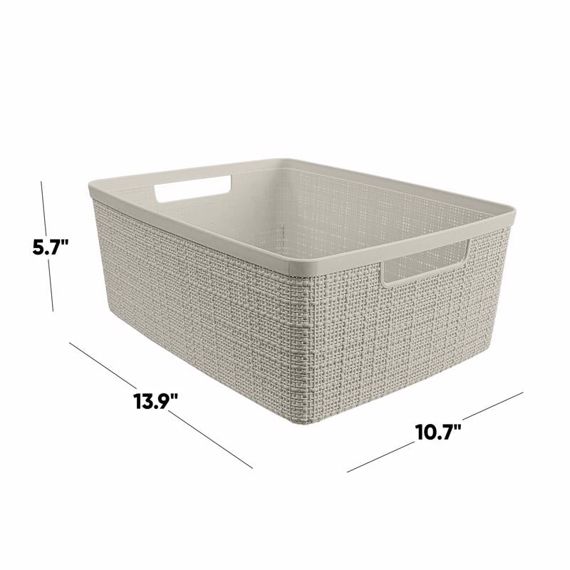 Curver Medium 12 L Beige Woven Basket 5.7 in. H X 13.9 in. W X 10.7 in. D Stackable