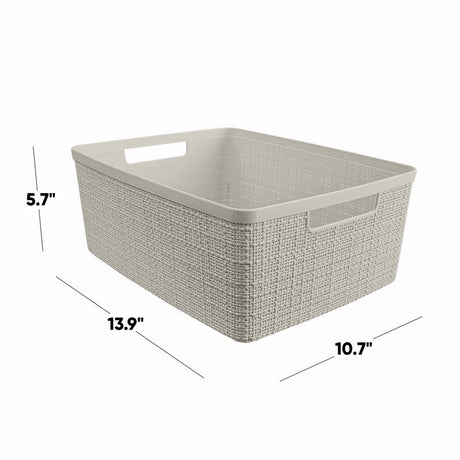 Curver Medium 12 L Beige Woven Basket 5.7 in. H X 13.9 in. W X 10.7 in. D Stackable