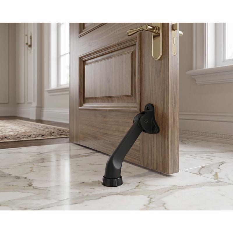 Ace Zinc Matte Black Door Stop Mounts to door 0 in.