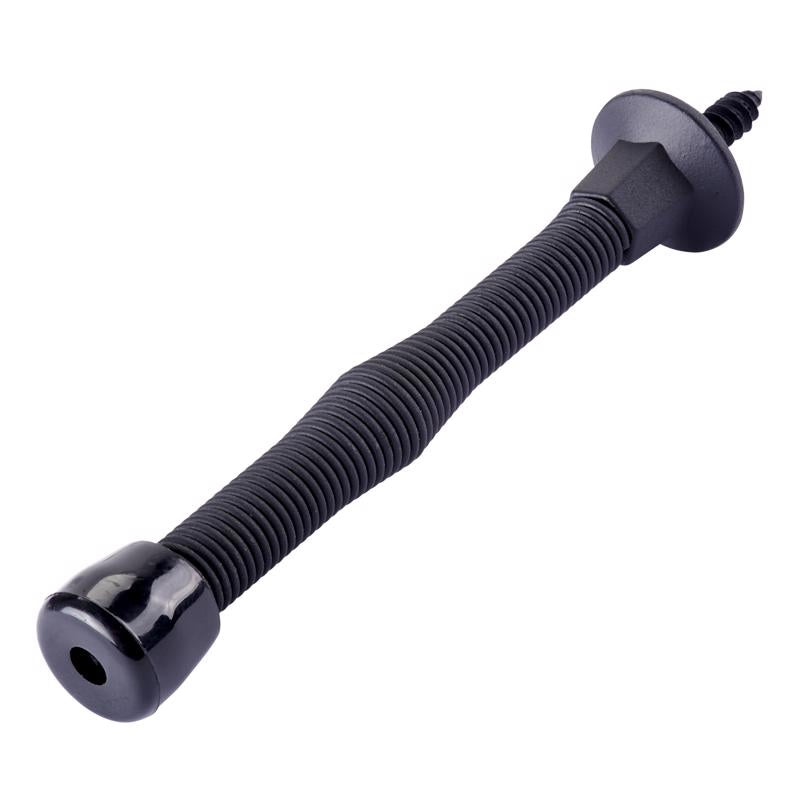 Ace Steel w/Plastic Tip Matte Black Spring Door Stop Mounts to base trim 0 in.