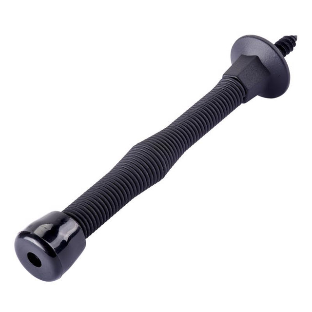 Ace Steel w/Plastic Tip Matte Black Spring Door Stop Mounts to base trim 0 in.