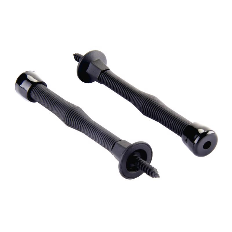 Ace Steel w/Plastic Tip Matte Black Spring Door Stop Mounts to base trim 0 in.
