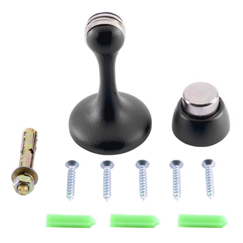 Ace Steel Matte Black Door Stop Mounts to floor 0 in.