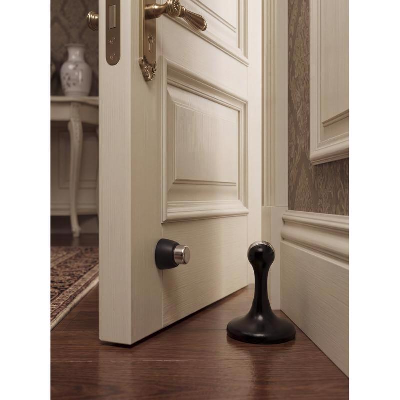 Ace Steel Matte Black Door Stop Mounts to floor 0 in.