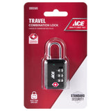 Ace 1-1/2 in. H X 1 in. W X 1/4 in. L Zinc Alloy 3-Dial Combination Luggage Lock